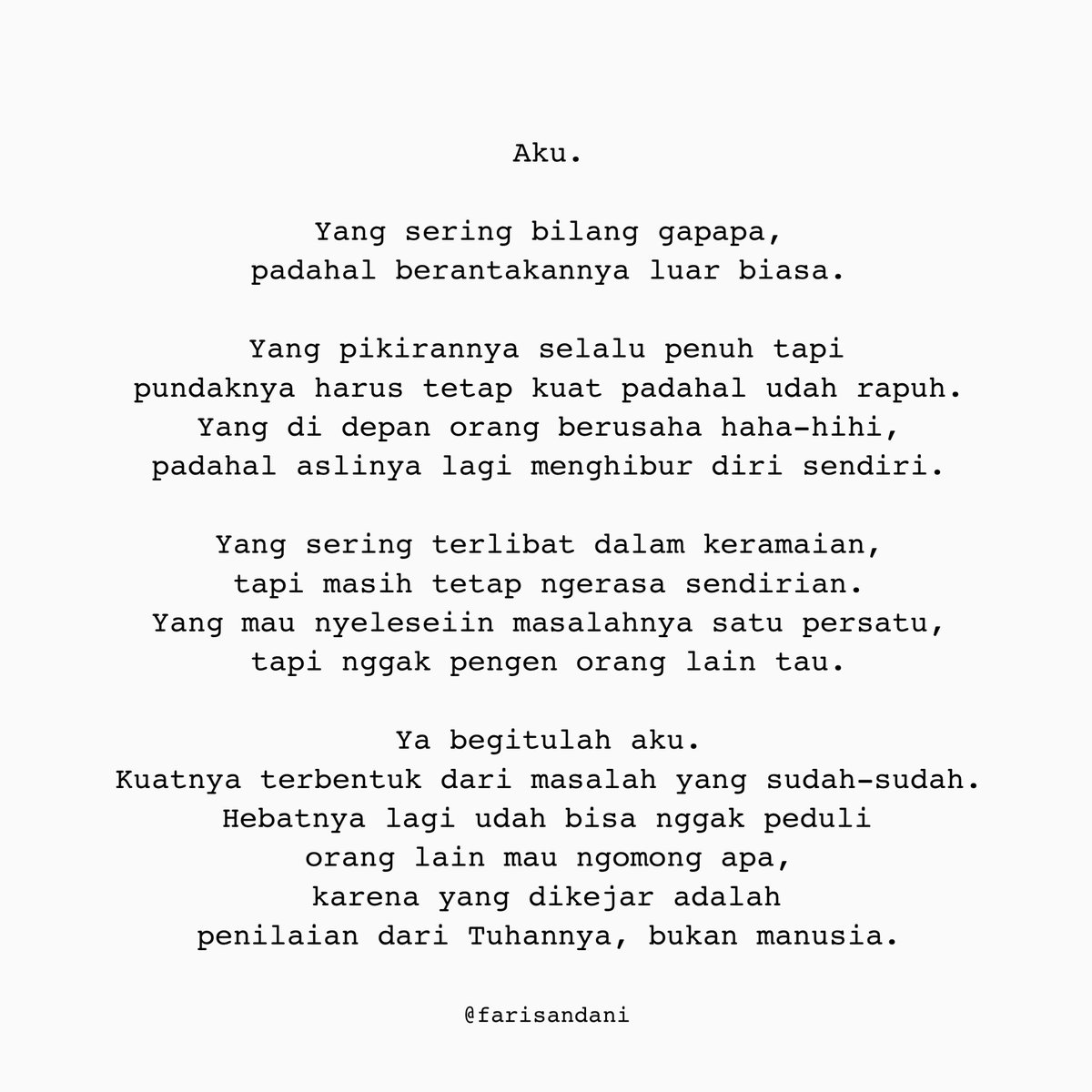 farisandani's tweet photo. Ya begitulah aku. https://t.co/aZKLEppvSO
