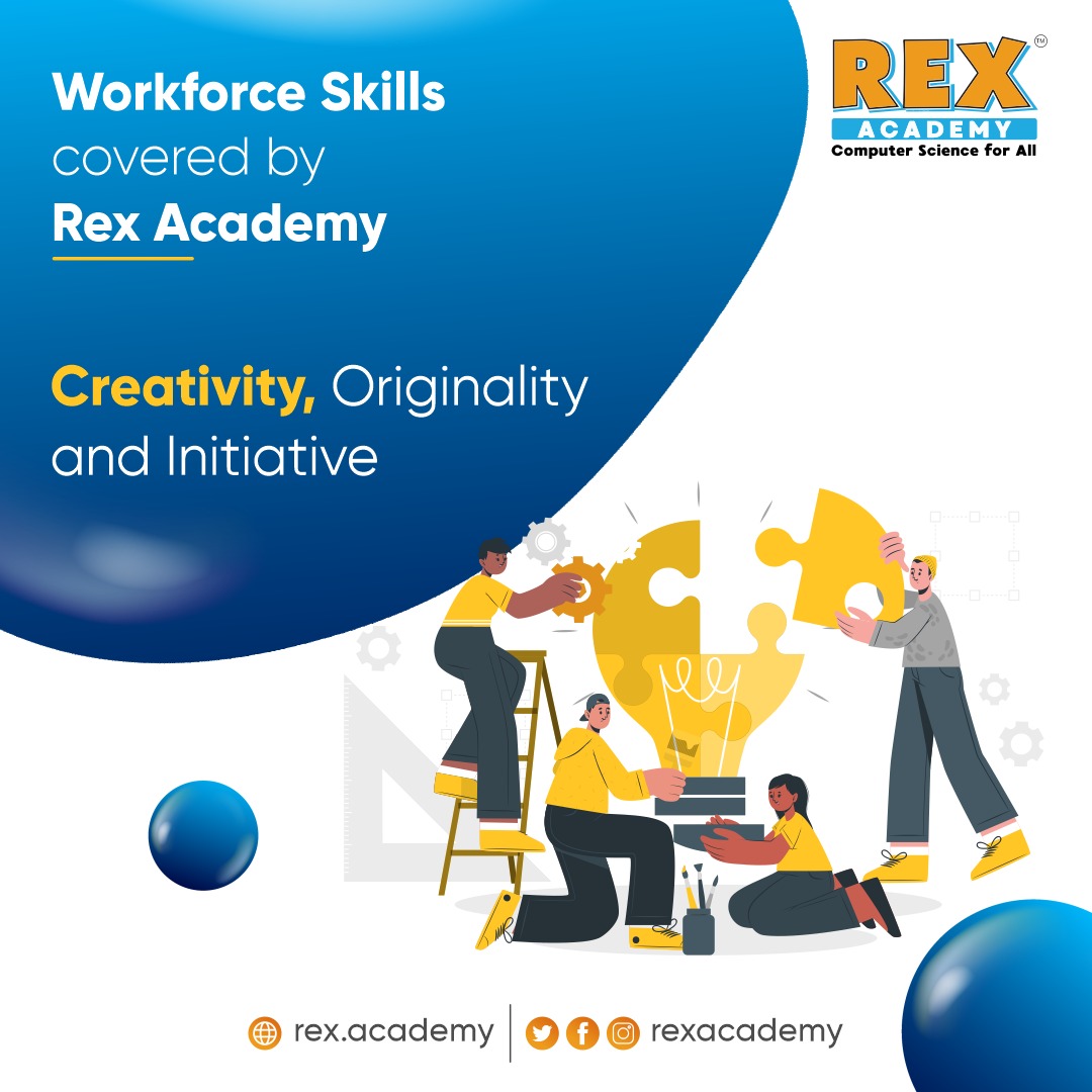 Workforce skills covered by Rex Academy!

Creativity, Originality and Initiative.

Visit rex.academy for more information or Call us on : +1 972-215-9962.
.
.
#RexAcademy #ComputerScience #K12 #Creativity #Workforce #Skill #WorkforceSkill #Coding #CodingforKids