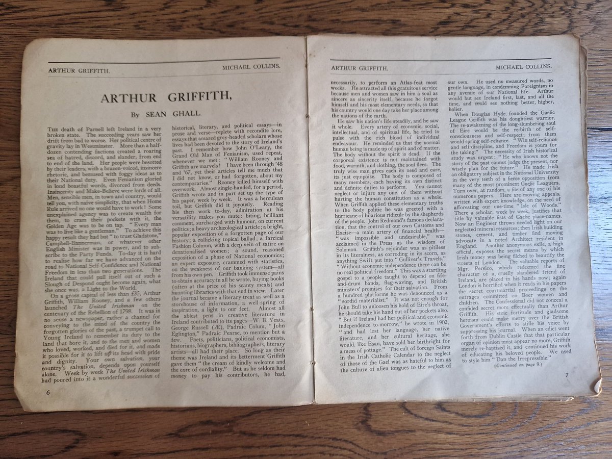 hoopyste's tweet image. On Arthur Griffith's anniversary, thought I'd share this ~100 year old book that my granny gave me a few years ago. The cover has fallen off unfortunately. I've only found a very small amount of information about it online but some very interesting reading inside #IrishHistory
