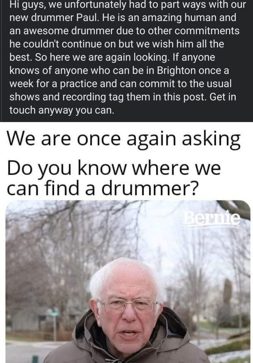We are once again on the hunt for a new drummer
