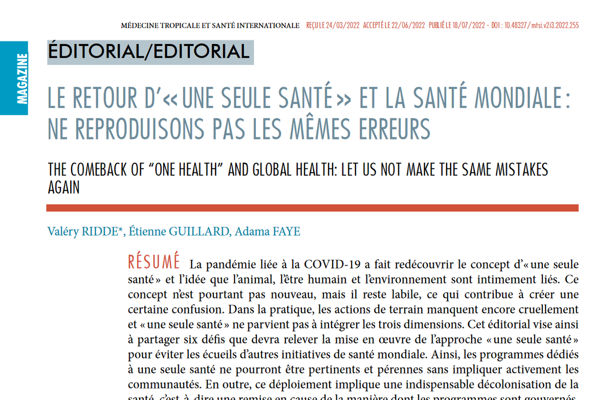 NGOSolthis's tweet photo. 🌴✊#OneHealth : lier santé humaine, animale &amp; environnementale
🚨@ValeryRidde, @EtienneGuillard &amp; A. Faye nous présentent dans cet article▶️https://t.co/o6aRHnEXQi les 6 défis pour atteindre une santé mondiale durable 

👉+ sur notre projet #Thiellal : https://t.co/BCnWnu2xmA https://t.co/2aJFLsFxk9