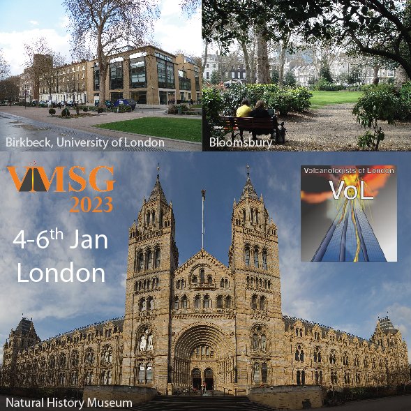 We’re very excited to announce that our next annual conference, VMSG 2023, will be held in London from 4th – 6th of January. Huge thanks to the local organising committee @VolcLondon for all their hard work. Read on for more details and important dates for the diary! 🧵 1/5