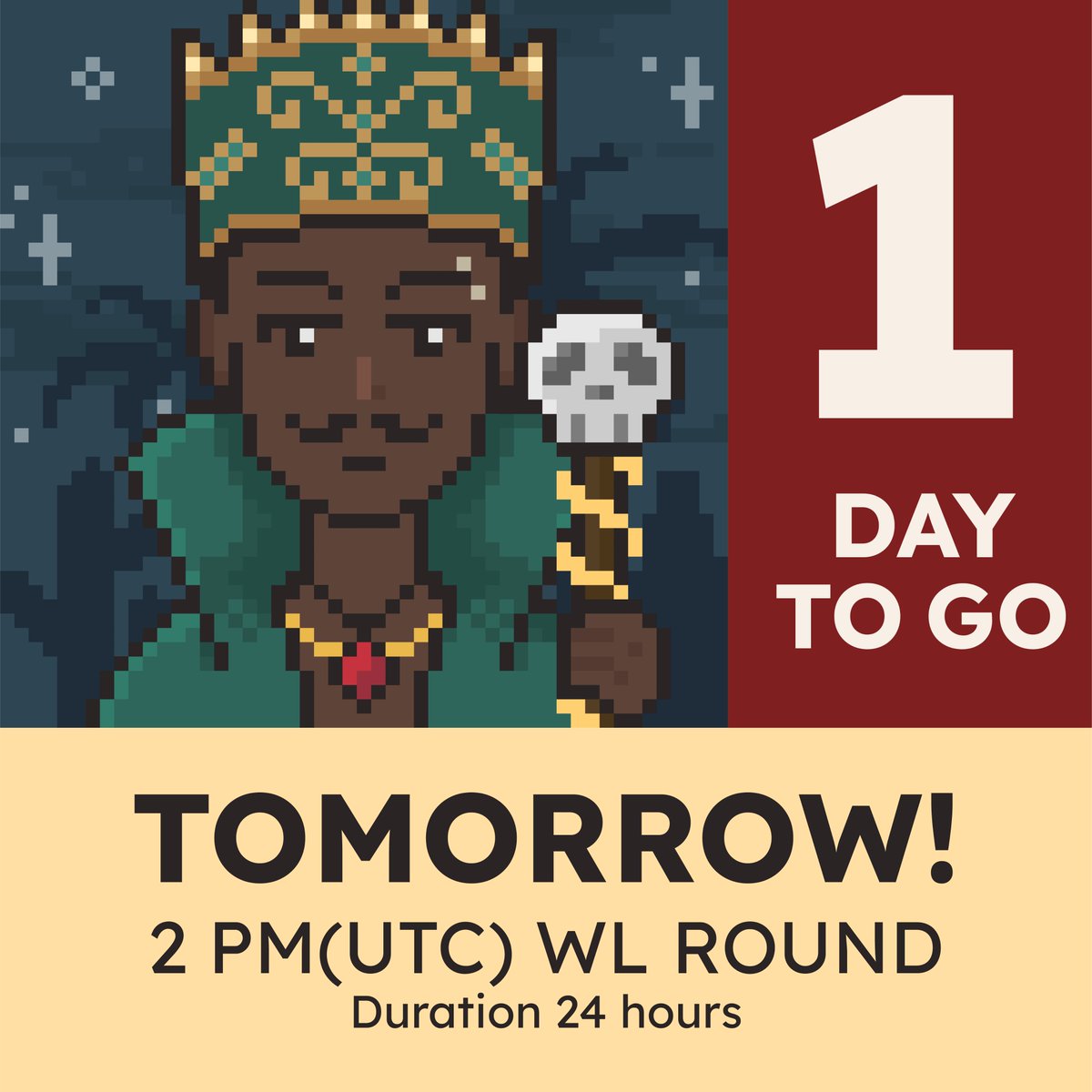 It's TOMORROW at 2 PM UTC 👑🚀🔥

Bedune's Whitelist Round
- 100 Supply for WL. Be hurry or you will miss it!
- Mint on our website. Pls follow the link on Discord.

bedune.io - Platform for NFT enthusiasts. Home for creators. Assistant for collectors.
#Bedune $Near