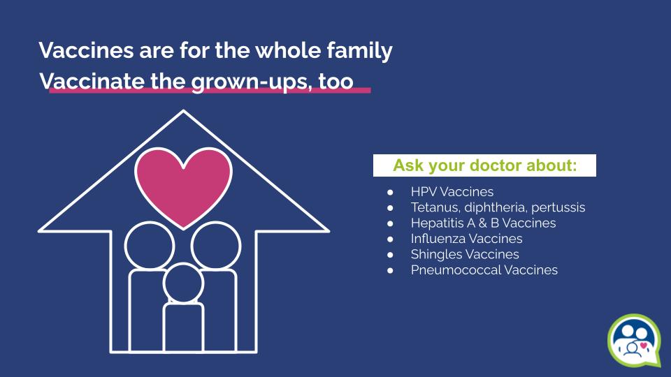 immunizenjnow's tweet photo. When you're a kid, you get a series of vaccines to ensure a healthy and productive future. But we can't forget that adult immunization also saves thousands of lives every year. Here are some key vaccines you may be eligible for 👇 #ImmunityCommunity #NIAM2022 https://t.co/hjlgDN4PoC