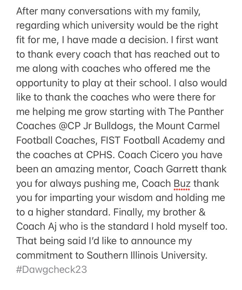 AidanDuerig's tweet photo. #Committed @CPdogsfootball @SIU_Football @Coach_DClark @17NickHill @EDGYTIM @nwipreps @IndianaPreps @MikeFChen @FISTFootball @AJDuerig @WERCP https://t.co/uDOyAox9S6