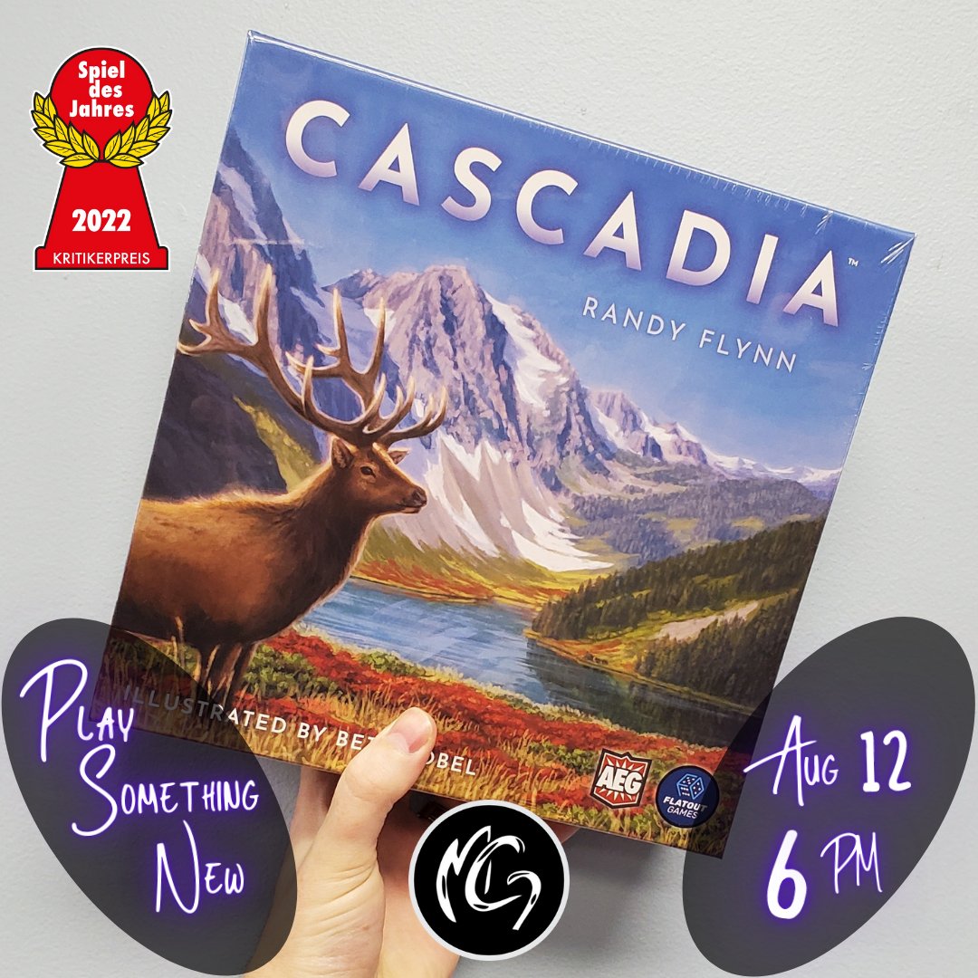 MillenniumGames's tweet photo. Tonight at Play Something New will be Cascadia!
6 PM 8/12/22! $10 fee but get it back as credit

@alderaceg #Cascadia #Cascadiaboardgame #boardgamegeek #tabletopgames #bgg #gamenight #boardgamer #explorerochester #rochesterny #shoplocalrochester #millenniumgames #playsomethingnew https://t.co/RC10cUMRPC