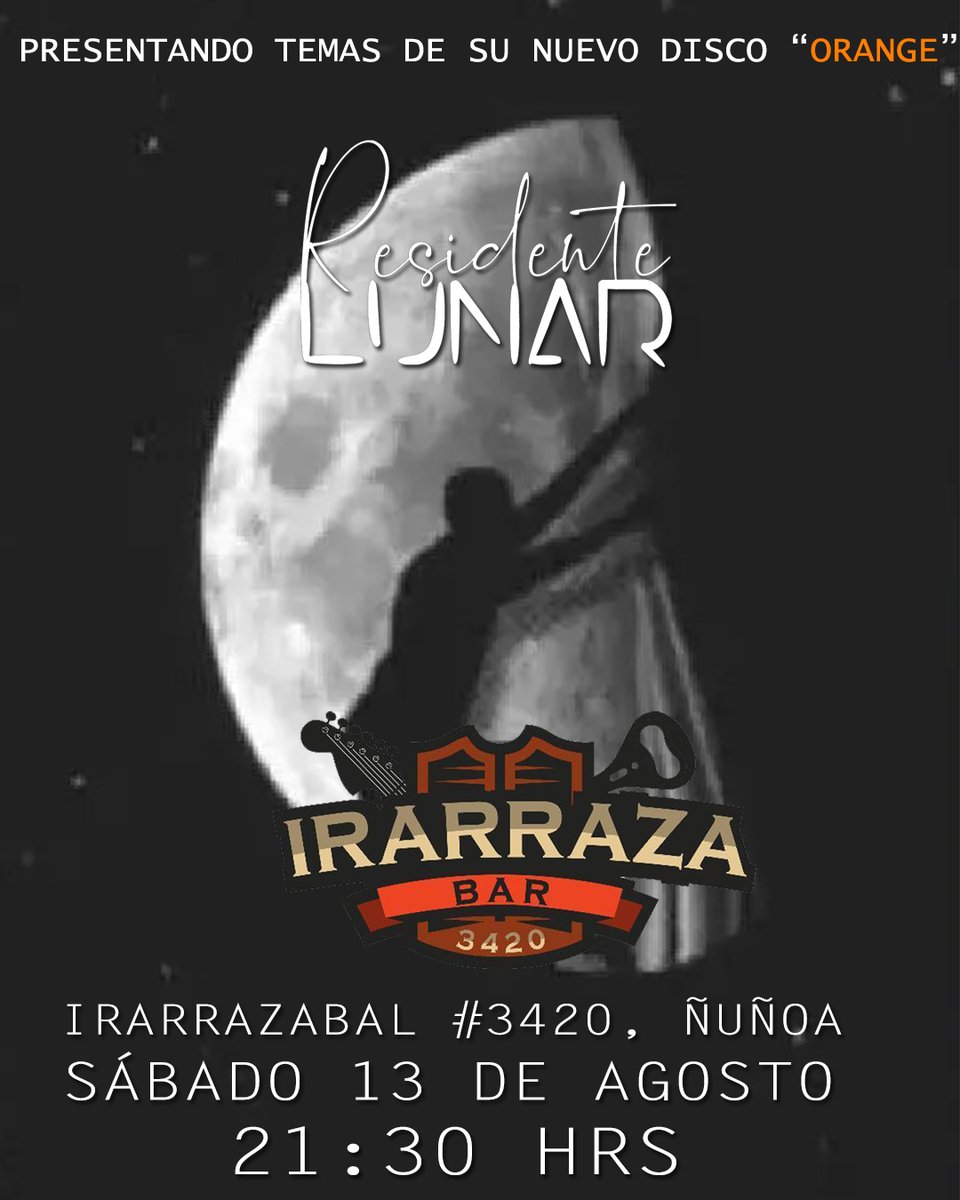 Este sábado 13 estaremos en Irarraza bar...dando un show cargado con el ultimo disco Orange!...no falte!