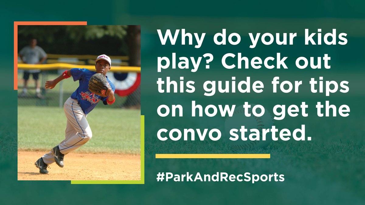 New resource alert! Share this conversation guide with your community to spark conversation about which sports kids might be interested in trying and to encourage caregivers to register their child for park and rec youth sports offerings. bit.ly/youthsportscon… #ParkAndRecSports