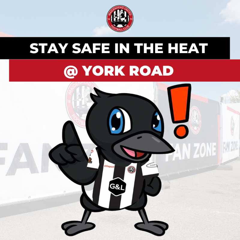 MUFCYorkRoad's tweet photo. Please prepare as much as possible for tomorrow's game and the forecast of heat ☀️

#WeAreMaidenhead