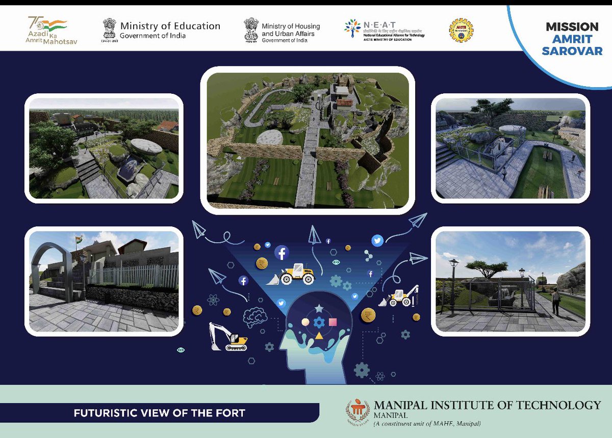 basagouda12's tweet photo. Here are some of the posters made n submitted by our team,Team #MIT.Made these with all our heart,some are 1)Present view 2)Test results 3)Propsed plans 4)Futuristic view of the fort.
#MissionAmritSarovar @AICTE_INDIA 
@PMOIndia @BRKHolla @Balakrishnakesh @EduMinOfIndia https://t.co/0v9U69KFG0