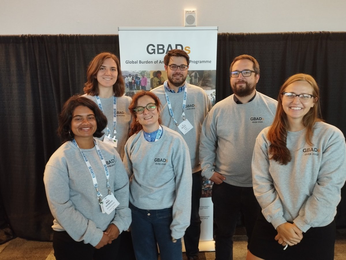 👋 Meet the <a href="/GBADsGlobal/">Global Burden of Animal Diseases</a> #HumanHealth team

@NarmadaVenka #ChristinaFastl <a href="/CarlottaBari/">Carlotta di Bari</a> <a href="/davidmpigott/">David Pigott</a> <a href="/brechtdv/">Brecht Devleesschauwer</a> <a href="/GracieThaxton/">Grace Patterson</a> 

<a href="/IHME_UW/">Institute for Health Metrics and Evaluation (IHME)</a> <a href="/sciensano/">Sciensano</a> <a href="/uofg/">University of Guelph</a> 

✨ Together we unravel and quantify the links between livestock health and human health
