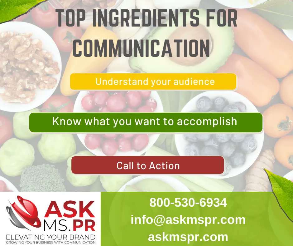 ASK_MS_PR_1's tweet image. To learn more about how to sharpen your communication skills, visit our blog: buff.ly/3wzLjZQ.

Need Help? Just AskMsPR
buff.ly/3vueBtJ
#pr #PublicRelations #marketing #entertainment #businessconsulting