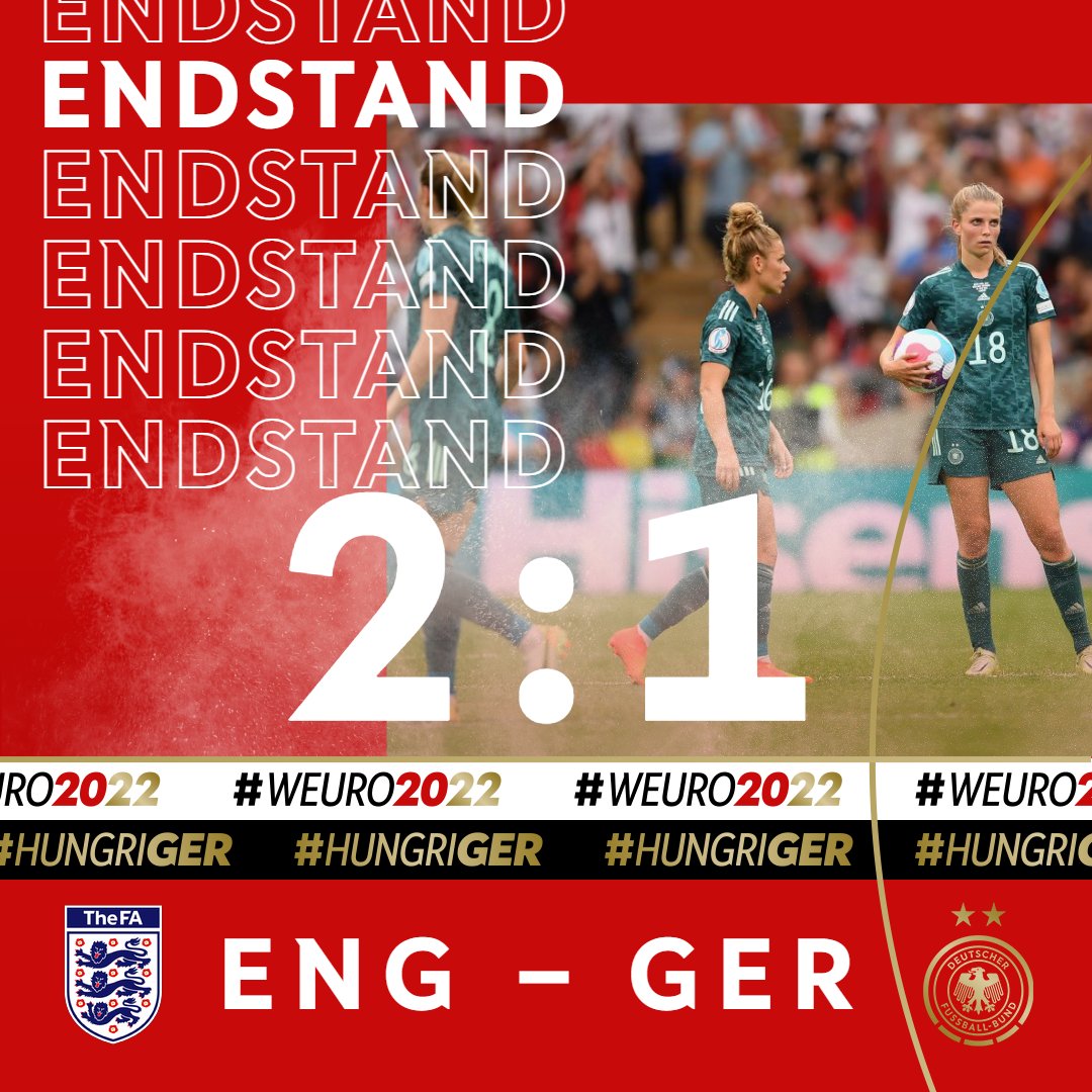 120 Minuten pure Leidenschaft und Kampf haben heute nicht gereicht. 😣 Respekt und Glückwünsche an die <a href="/Lionesses/">Lionesses</a> 

WIR #IMTEAM 🇩🇪 #hungriGER #WEURO2022 #ENGGER 📸 Getty Images