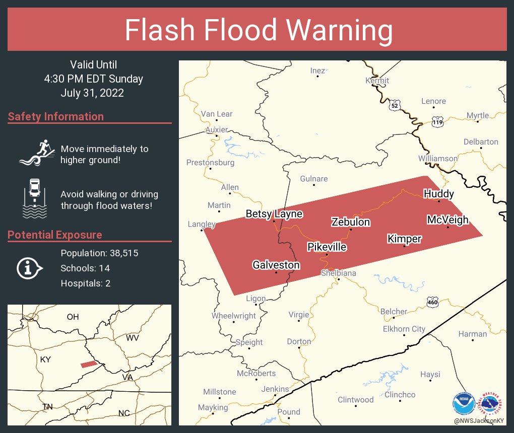 NWS Jackson KY on Twitter "Flash Flood Warning including Pikeville KY