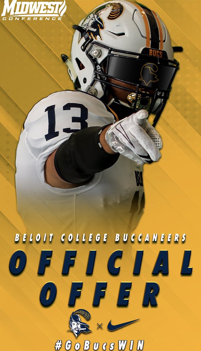 After a great campus visit I’m grateful to received my first offer to <a href="/BeloitBucsFB/">BeloitBucsFootball</a> . Thank You to <a href="/CoachButz22/">Joe Butz</a> and @coachsoenksen for a great visit.