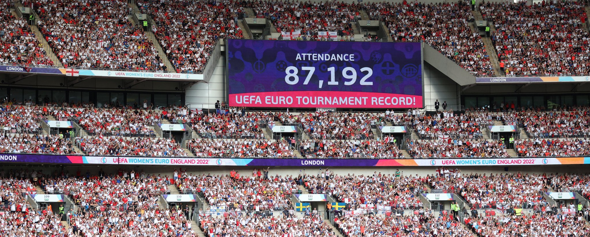 Usher Komugisha on Twitter: "A record 87,192 fans are watching the UEFA Women's EUROs final between England and Germany at Wembley. This is the highest number of spectators in any UEFA European