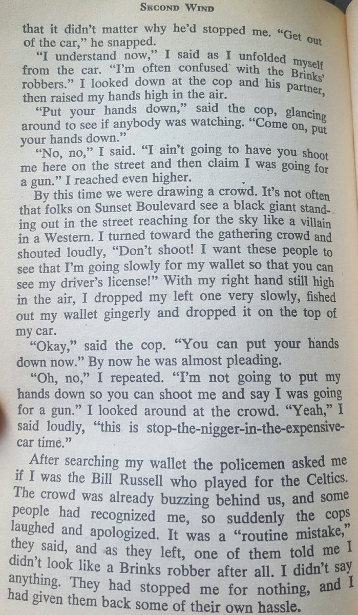 loumoore12's tweet photo. Here’s Bill Russell in Second Wind on why he keeps his hands up when being harassed by the police https://t.co/G4hBJZG1UZ