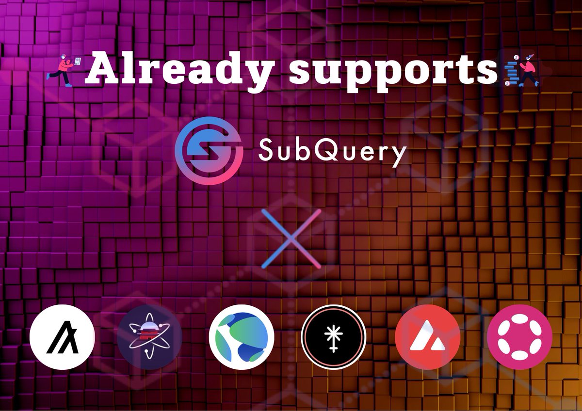 Geargry's tweet photo. 📢@SubQueryNetwork the data infrastructure for Web3 already supports Layer 1 blockchain‼️
#Algorand #Cosmos #Terra #Juno #Avalanche #Polkadot 
#SubQueryJuly https://t.co/GWxDjAQuzx