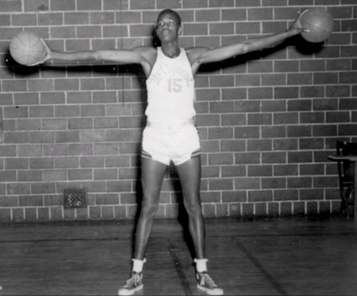 Bill Russell as a teenager at McClymonds High School in Oakland, California.