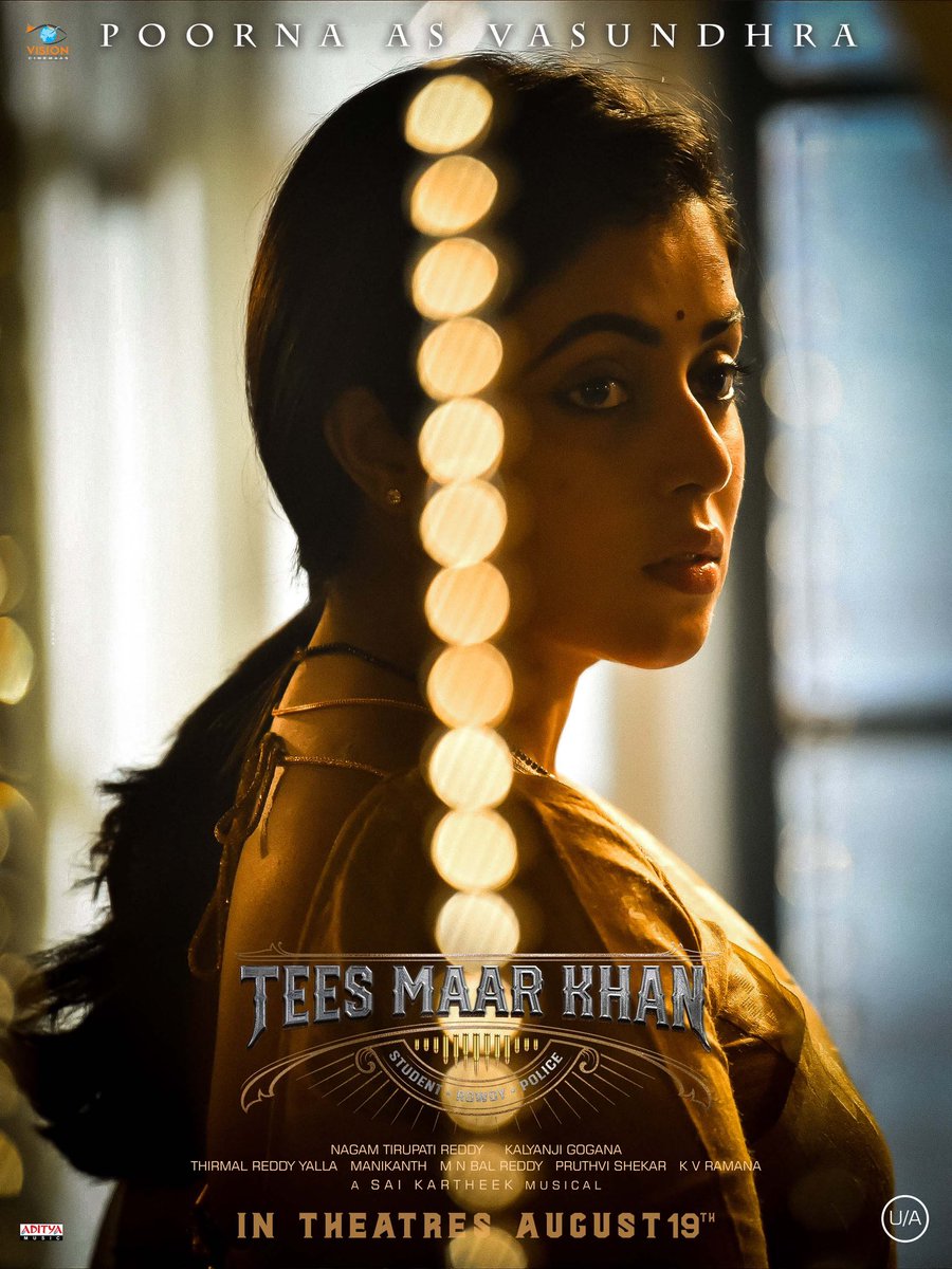 kalyanji gogana (@kalyankumarraja) on Twitter photo Introducing <a href="/shamna_kkasim/">Purnaa</a> As Vasundhara from
#TeesMaarKhan World !
In theaters from Aug 19th !
<a href="/iamaadisaikumar/">Aadi Saikumar</a>
#NagamTirupathiReddy
<a href="/starlingpayal/">paayal rajput</a> <a href="/shamna_kkasim/">Purnaa</a> <a href="/kalyankumarraja/">kalyanji gogana</a> <a href="/ThirmalYalla/">Thirmal Reddy Yalla</a> <a href="/ImSaiKartheek/">Sai Kartheek - Music Composer</a> <a href="/PROSaiSatish/">Sai Satish</a> Introducing <a href="/shamna_kkasim/">Purnaa</a> As Vasundhara from
#TeesMaarKhan World !
In theaters from Aug 19th !
<a href="/iamaadisaikumar/">Aadi Saikumar</a>
#NagamTirupathiReddy
<a href="/starlingpayal/">paayal rajput</a> <a href="/shamna_kkasim/">Purnaa</a> <a href="/kalyankumarraja/">kalyanji gogana</a> <a href="/ThirmalYalla/">Thirmal Reddy Yalla</a> <a href="/ImSaiKartheek/">Sai Kartheek - Music Composer</a> <a href="/PROSaiSatish/">Sai Satish</a>