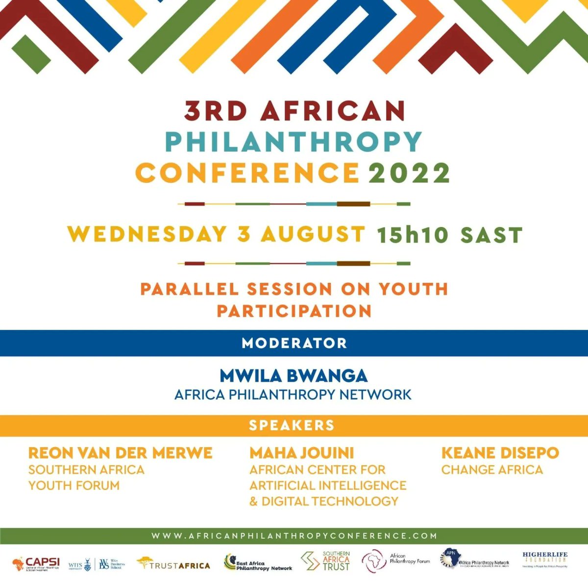 This coming week I'll be sharing the stage with <a href="/MwilaChriseddy/">Mwila Chriseddy Bwanga</a> on behalf of @SAYoF_SADC to discuss the importance of prioritising youth in funding models on the continent, at the 3rd African Philanthropy Conference in Johannesburg. @capsi_za <a href="/witsbschool/">Wits Business School</a>