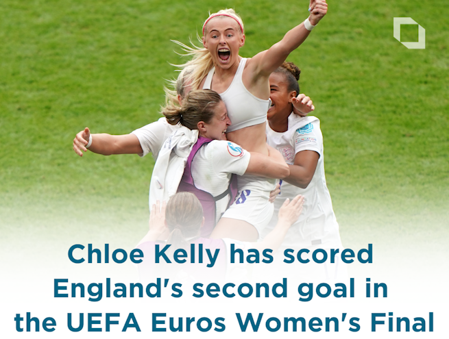 Chloe Kelly has scored Englandn's second goal during the UEFA Women's Euro 2022 final at Wembley Stadium.

England 2 - 1 Germany

#WEuro2022Final #englandwomen