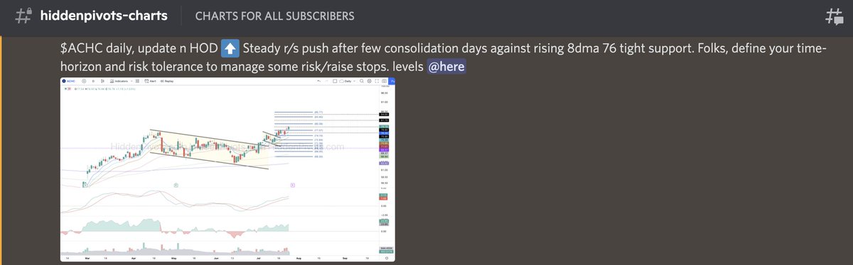 HiddenPivots's tweet image. $ACHC daily ⬆️ awesome performance since our HP $74.70 long trigger, closing near ATH&apos;s  
#HPchartroom
