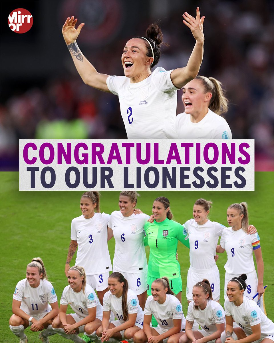 Congratulations to the #ENG #Lionesses - they are the #WEURO2022 CHAMPIONS!
mirror.co.uk/sport/football…