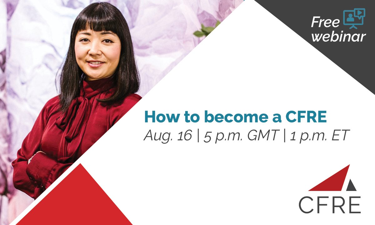 Grab your spot now for our free "How to become a #CFRE" webinar August 16: bit.ly/3cFyU0c