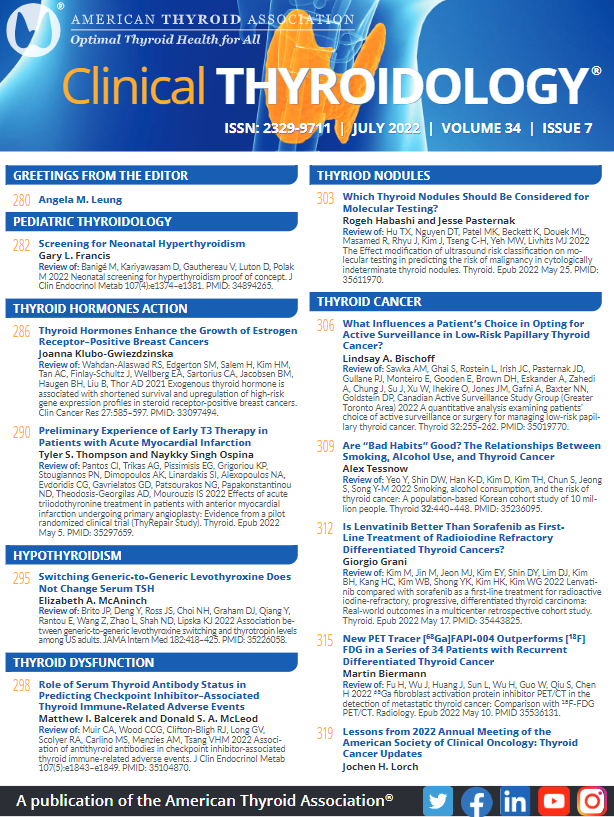 One final look at our July issue! ow.ly/GbiZ50JT8tZ @AmThyroidAssn #AmericanThyroidAssociation #ClinicalThyroidology #endotwitter #medtwitter