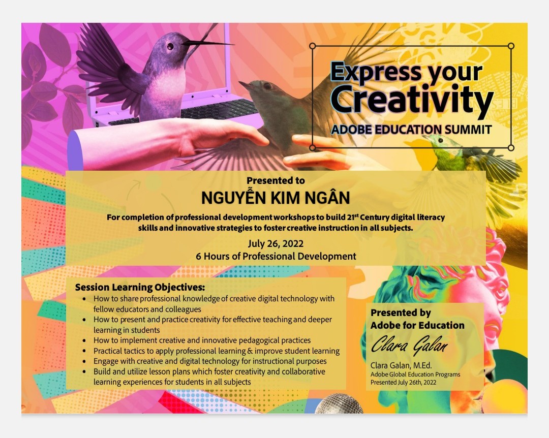 iamnkimngan3883's tweet photo. I attended #AdobeSummit2022. It was a great opportunity for us to promote creative teaching experiences, learn new skills in creative literacy, digital media literacy.
#AdobeEduCreative #adobecreativecloud
#AdobeCreativeEducators #MicrosoftEDU #MIEExpert
#creativity #edtech https://t.co/YPlLV0Ss91