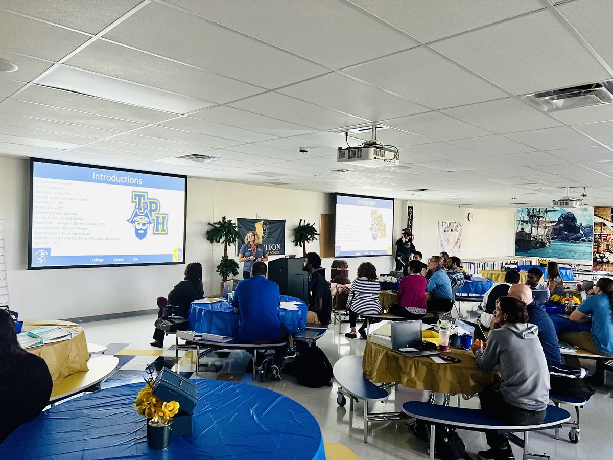 CSUSA_FL_IT's tweet photo. @tbrowncsusa and the entire #TradPrep family were thrilled to kick off NTI with their newest CREW leaders. This is a great example of how intentionality when designing schools, paired with technology, allows for a true multipurpose room. Go Pirates! @CSUSAhq #InnovEd #CSUSAproud https://t.co/zHnDMApZyv