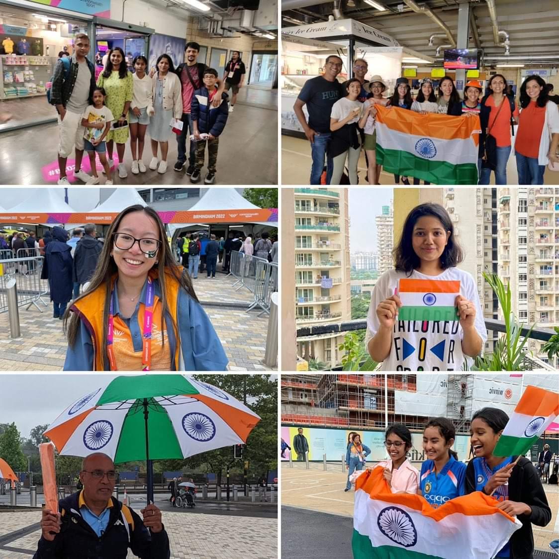 Media_SAI's tweet photo. A lively atmosphere at Edgbaston despite the weather! 🔥🔥

Here are few pictures of Fans cheering for #TeamIndia 🇮🇳 during India Vs Pakistan Women's Cricket Match earlier today 🤩🤩 @birminghamcg22

#B2022 
#Cheer4India 
#IndiaTaiyaarHai

📸 @BCCIWomen https://t.co/opSF41pqFi