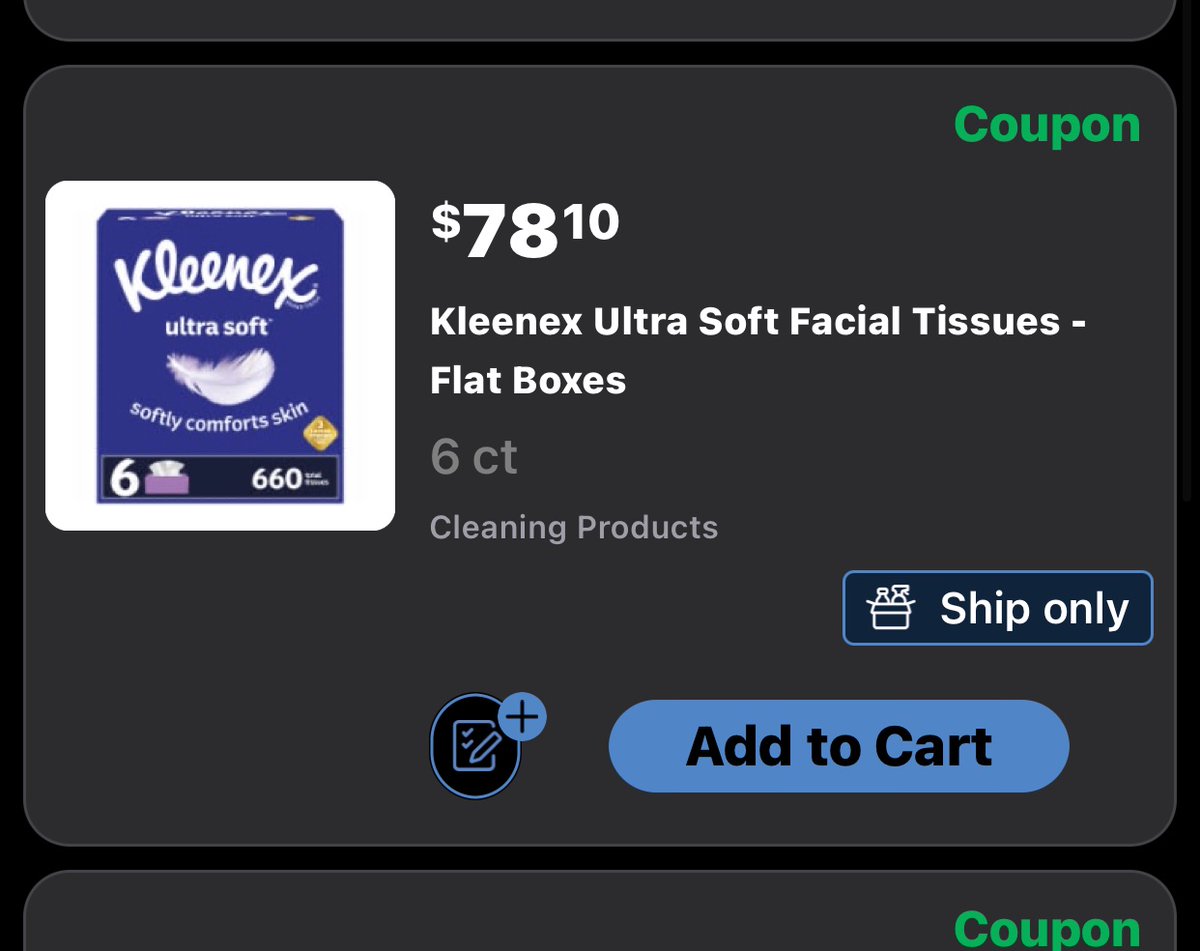 KaitlynGoodrich's tweet photo. @kroger @Kleenex I’ll just use my shirt sleeve if this is the price of tissues. #inflation #kroger https://t.co/KO5tAxVGtq