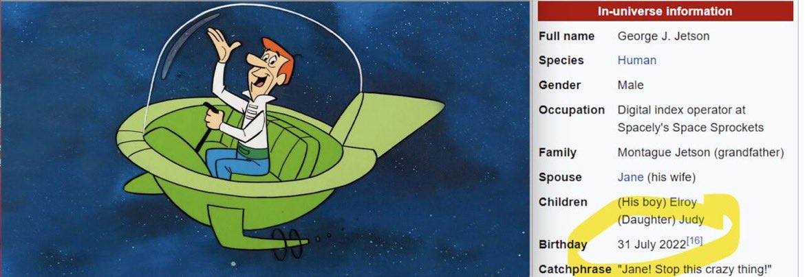 What’s happening today??
It’s George Jetson’s birthday!!
🙌🤘😉