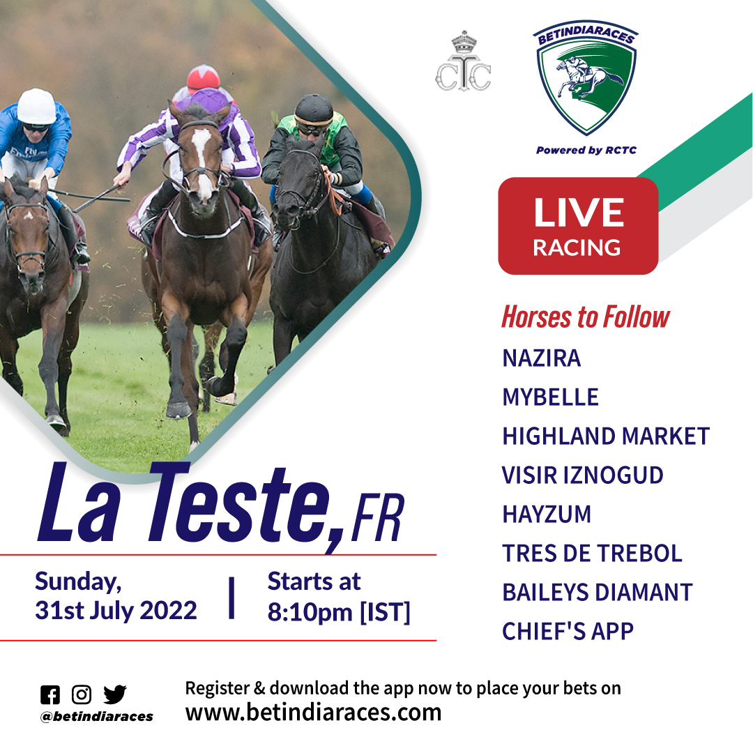 betindiaraces's tweet photo. Watch &amp; Bet on LIVE racing from La Teste, France on https://t.co/fJkvlbcqAf Powered by @RctcTurf
The races start at 8:10pm[IST]
Register &amp; download the app now to place your bets!
#betindiaraces #horseracing #livehorseracing #betnow #france #franceracing #francehorseracing https://t.co/elkloFKHoG