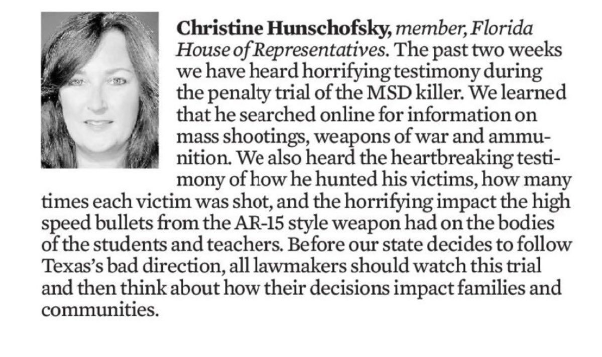 CHunschofsky's tweet photo. Policy is personal. It affects the lives of our families, neighbors, and communities. I hope that all elected officials will watch the trial and that it will lead to better informed policy making. 

For all @SoFlaOpinion #SF100 entries, please visit https://t.co/OqNrMnKATz https://t.co/gjnUrXUdxD
