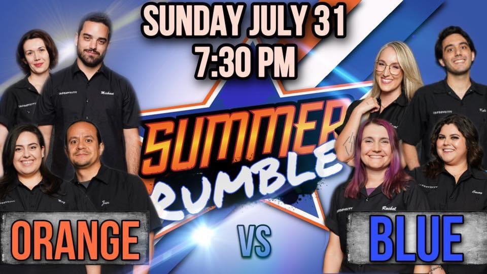 Tonight we present a Summer Rumble show for the 1st time! A specialty show featuring two teams going head to head. Doors open at 7pm. #improv #comedy #orangecounty #tustin #oldtowntustin #improvisation