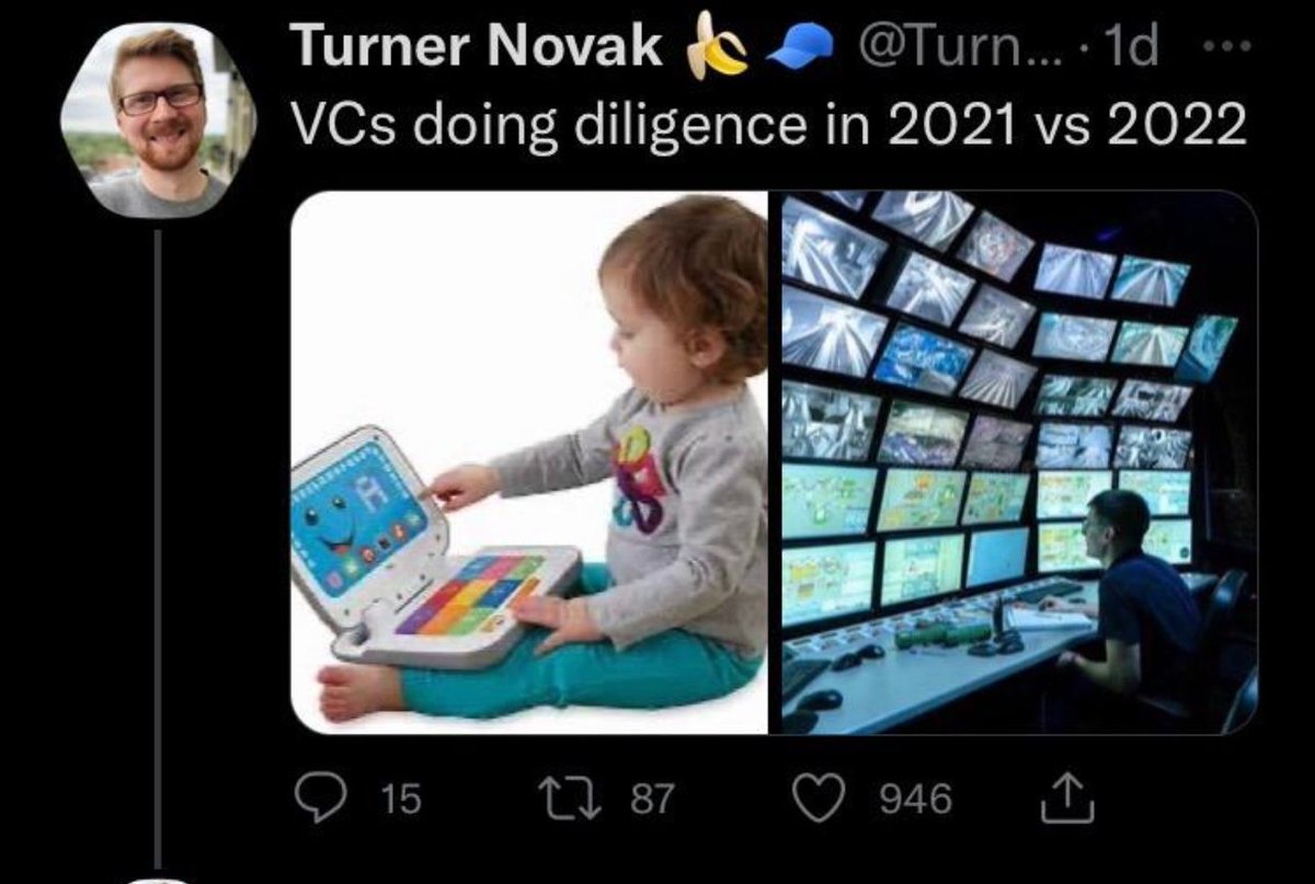 rahulthondan's tweet photo. This made my day 😂

Given it was sent to me by a VC friend of mine :-)

The struggle is real for #VCs and #founders in 2022

#founders #startups #vcfunding #startups #2022 #venturecapital #saas https://t.co/hb9HJEIcuE