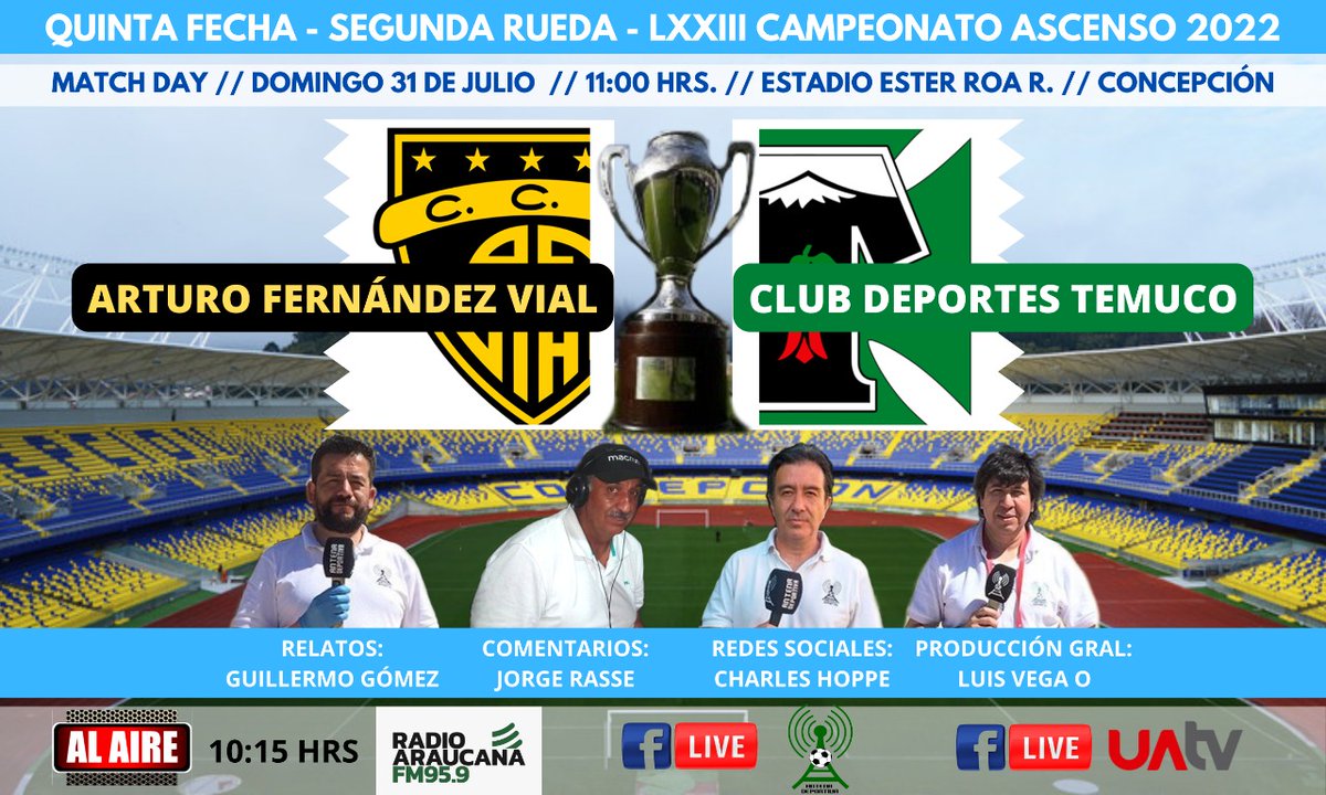 Al Aire! <a href="/Fernandezvial/">Fernández Vial</a> vs <a href="/Temucooficial/">Club Deportes Temuco (Desde 🏡)</a> por Radio Araucana 95.9 FM