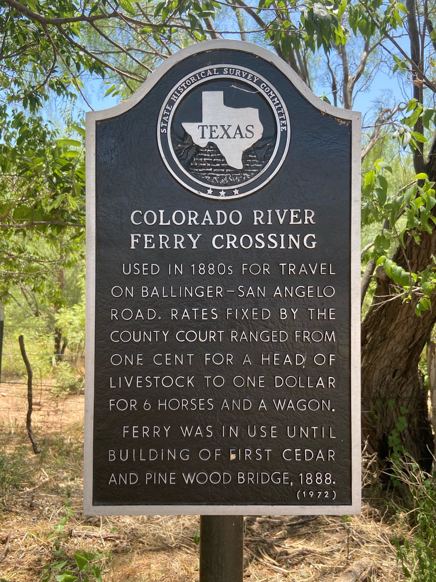 TexHistMarkers's tweet photo. Colorado River Ferry Crossing
Ballinger, Runnels County, Texas
Location:  31.7317950, -99.9429062
#Texas #History #TexasHistory #Ballinger #RunnelsCounty #ColoradoRiver https://t.co/vANV05uNu1