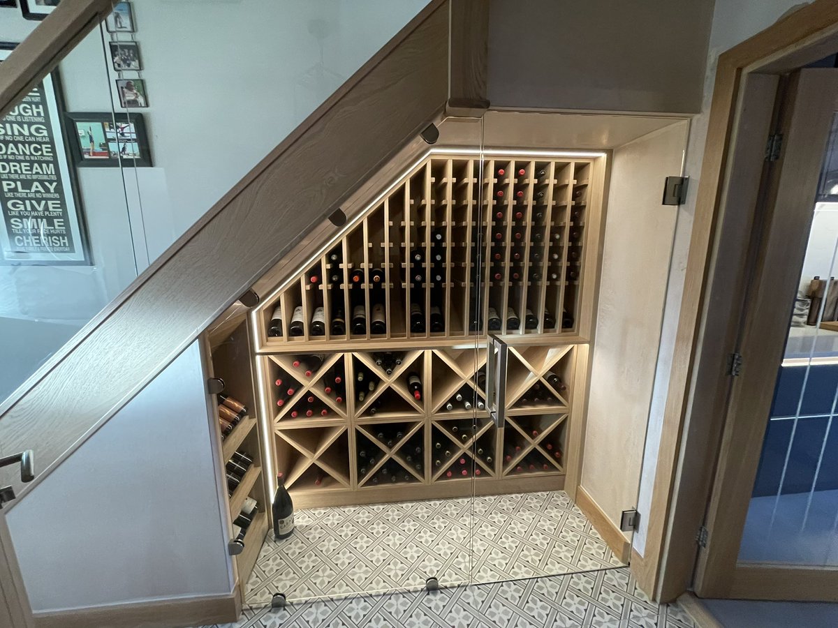Wine anyone? This was a great project we designed made and fitted last year #winelover #somalier #understairs #joiner #leeds #glass #interiordesign #staircase