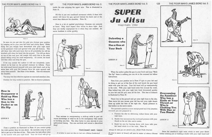 右翼団体やカルトを渡り歩いたアメリカ・ナチ党のKurt Saxonが書いた家で自作できる爆弾や銃の本に載ってた柔術の図のとこだけはほのぼの可愛いのでTシャツにしたい。 