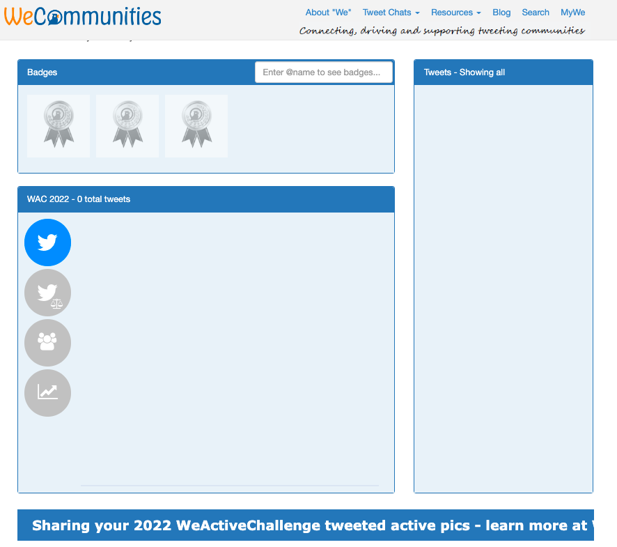 Looks what's all ready and waiting for the start of tomorrow's 2022 WeActiveChallenge...

A very empty WeActiveChallenge dashboard:

wecommunities.org/pages/WAC22

Let's hope that #AHPsActive gets off to a great start for this year's challenge :)