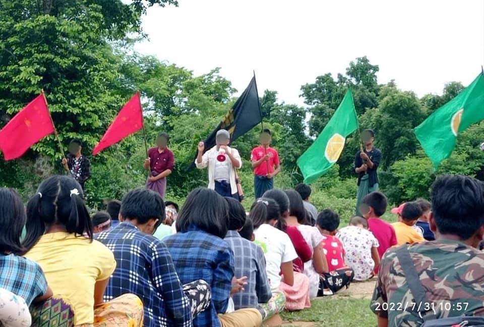 The Basic Education General Strike Committee &amp; residents of Myaing township united to express solidarity against terrorists regime today.   #2022July31Coup #HearTheVoiceOfMyanmar #MyanmarPeopleOath