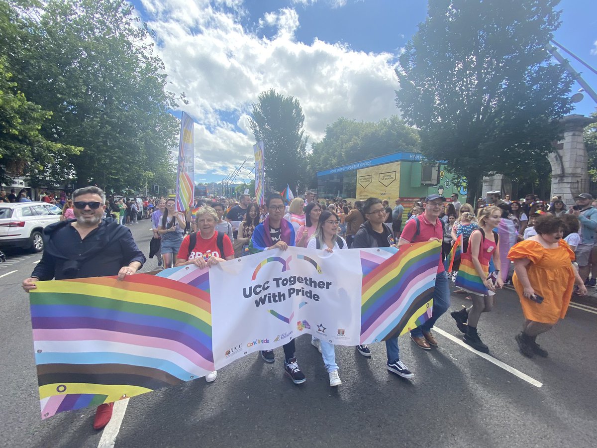 Thank you to everyone who joined us @ucc today for @corkpride parade - #proudtobe walking down St Patrick’s Street with you all! #UCCtogetherwithpride @UCCSU @UCC_LGBTQ_STAFF @UCCLGBTQsoc @StephenUCCPharm