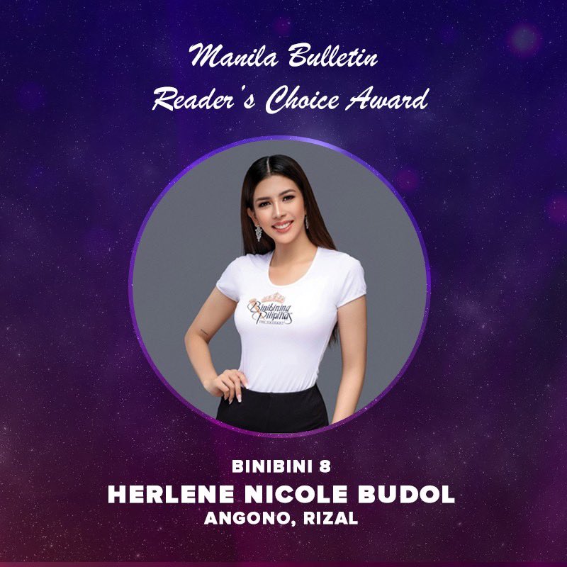 manilabulletin's tweet photo. This year’s Manila Bulletin Reader’s Choice Award goes to Binibini 8, Herlene Nicole Budol from Angono, Rizal. #BinibiningPilipinas2022 https://t.co/mN89gZDdUm