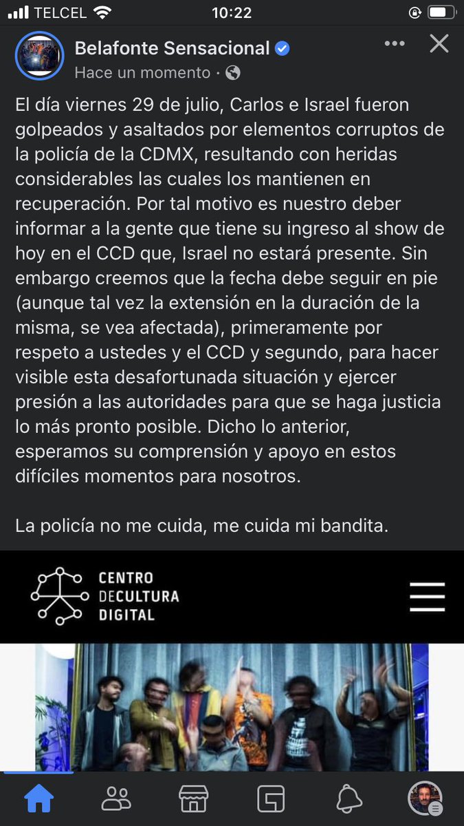 les pedimos apoyo y comprensión con la situación a toda la pandilla que tiene su ingreso al show de esta tarde en el @CCDmx el show va pero sin Israel