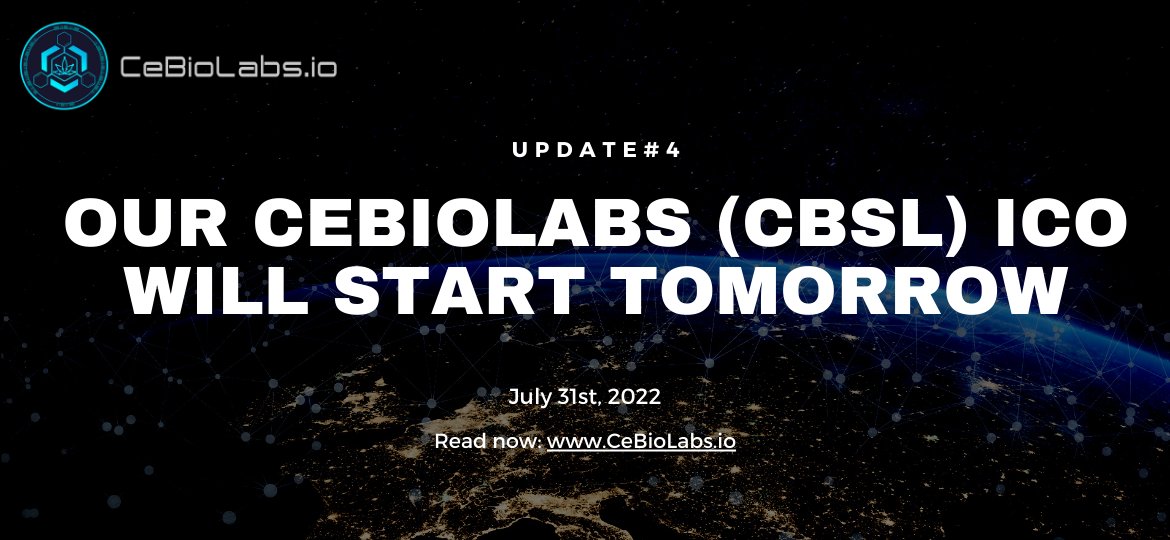 CeBioLabs's tweet photo. Our $CBSL ICO will start tomorrow⏰

All information about the ICO, all details about prices, the phases, the whitelist and the process can be found in this article:

✅READ NOW: https://t.co/m7yrHiFS94

📌ICO: https://t.co/rPLY19Pxms https://t.co/nUID1AOtC5