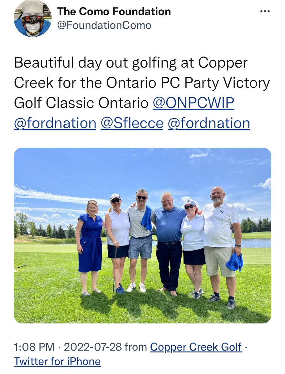 Tweet of Ford golfing while front line workers cope with his mismanagement has been deleted